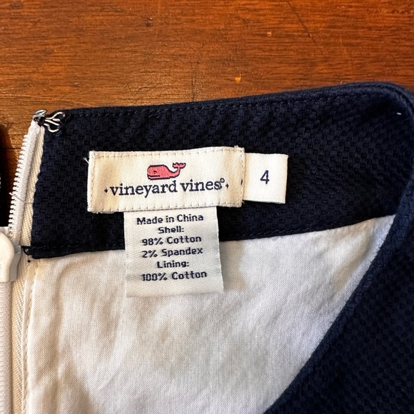 Vineyard Vines‎ size 4 white mini sheath lined with navy trim dress - Picture 8 of 13